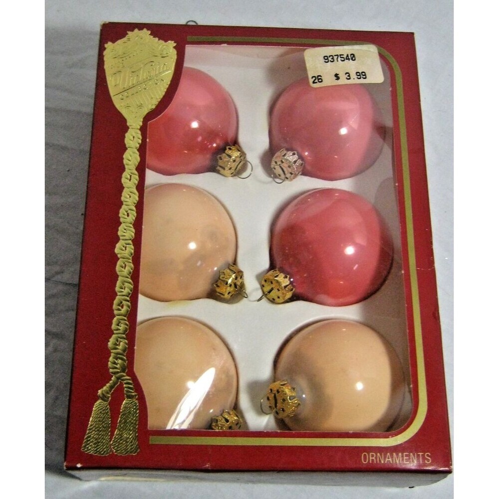 Victoria Collection Christmas Ornaments 6 Pink Jewel Tone Glass Balls 2.5"
